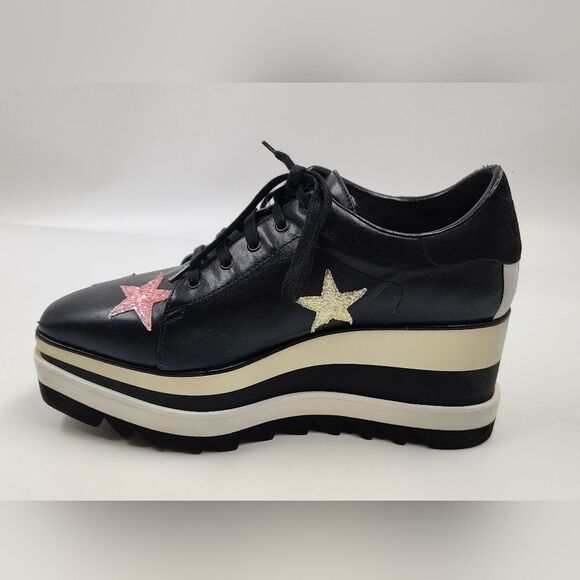 Stella McCartney Leather Elyse Star Platform Trainers Sneakers Sz 38 - Picture 5 of 16
